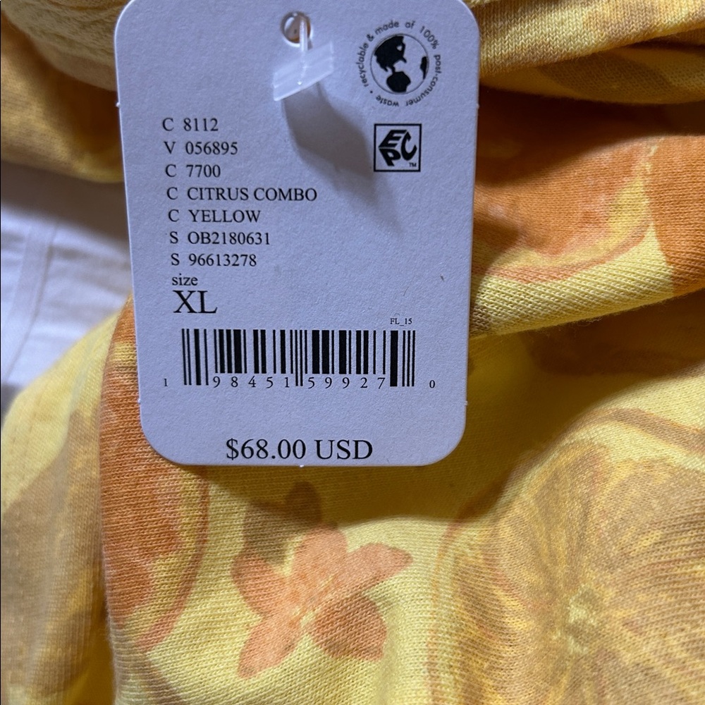 We The Free Yellow Citrus Print Short Sleeve Tee XL NWT - Picture 7 of 11